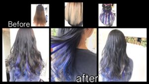 大阪でブルーとパープルとシルバーのインナーカラーがお洒落すきる！【ももかさん】の髪