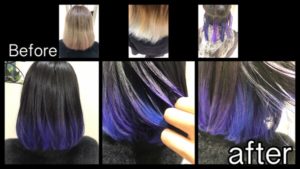 大阪でパープルとネイビーのバレイヤージュインナーカラーがお洒落すぎた！【まきさん】の髪