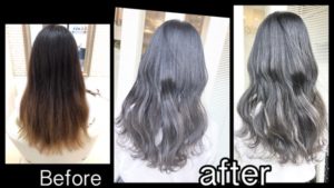 新色！スモークミルクグレージュで透明感MAX外国人風カラー【ゆきさん】の髪