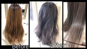 大阪で透明感MAXのスモークミルクグレージュがお洒落カラー【みさきさん】の髪