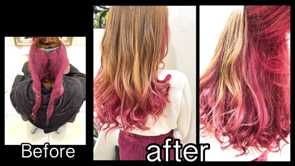 インナーカラーにピンクのデザインカラーが可愛い【まみちゃん】の髪