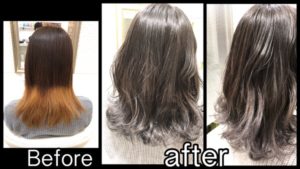 濃厚なシルバーアッシュでグラデーションの境目をぼかす!!【みやさん】の髪