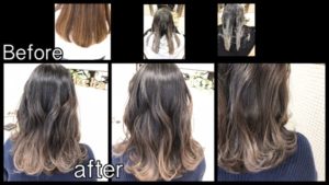 大阪でアールブリーチを使ったスモークミルクグレージュのグラデーションカラー【ゆかりさん】の髪