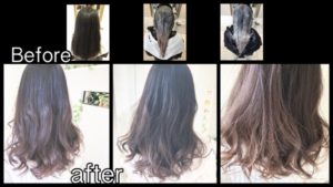 黒染めベースからの外国人風カラーアッシュグレージュへの道【なおみさん】の髪