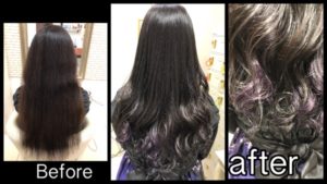 さりげないラベンダーのインナーカラーと濃厚なスモークグレーが可愛い！【はるさなさん】の髪