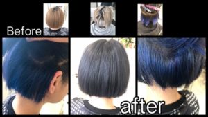 大阪でブルーのインナーカラーとパープルアッシュグレーが相性抜群！【さおりさん】の髪