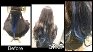 大阪で青のインナーカラーと外国人風カラーがお洒落すぎる！！【ちづるさん】の髪