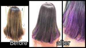 濃厚なバイオレットグレージュとピンクパープルのインナーカラーがお洒落な透明感を引き出します！【えりさん】の髪