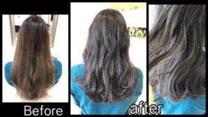 大阪で透明感抜群のスモークミルクグレージュのナチュラルグラデーションカラーが可愛すぎる!【さとえさん】の髪