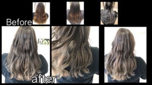 大阪で白髪を染めながら段階的に外国人風カラーに変えていくお洒落カラー【ゆみこさん】の髪