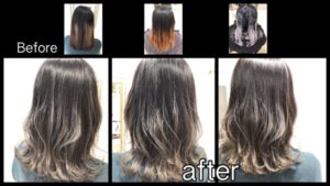 大阪で毛先を白っぽいグレーにするグラデーションカラーがお洒落すぎる！！【もえさん】の髪