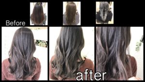 大阪でハイライトとスモークミルクグレージュでお洒落な外国人風カラー【まりさん】の髪