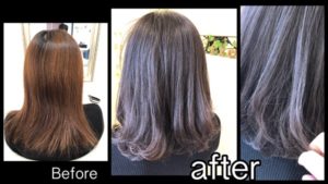 大阪で赤味を抹殺しながらパープルアッシュグレーにするとお洒落になれる！【みかさん】の髪