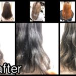 関西でホワイトシルバーのインナーカラーとパープルグレージュに染める為の道【あやかさん】の髪