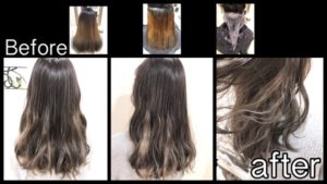 関西でインナーカラーがホワイトシルバーとスモークミルクグレージュ【のぞみさん】の髪