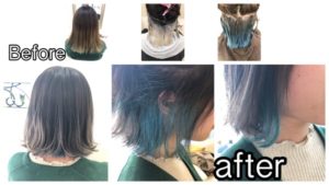 切りっぱなしボブに外国人風カラーとインナーカラーが可愛い！！【かえでさん】の髪