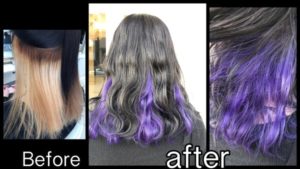 関西でラベンダーのインナーカラーと濃厚グレーの透明感が可愛すぎる！【なみかさん】の髪