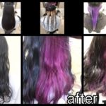 関西で黒髪×ピンクパープルのインナーカラーは２回色味をのせると長持ちする！【ななみさん】の髪