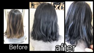 濃厚なブルーバイオレットの赤味抹殺外国人風カラー【ほのかさん】の髪