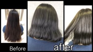 赤味の少ない黒染めは青黒染めをして透明感のある黒髪に!【あやのさん】の髪