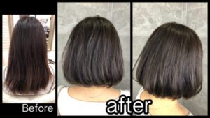 ふんわり前下がりボブに似合う透明感のあるセピアグレージュがお洒落【まゆみさん】の髪