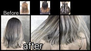 大阪で濃厚グレーからのホワイトグラデーションカラーがお洒落！【さちこさん】の髪