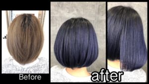 大阪でブリーチ毛からのブルーバイオレットがお洒落な外国人風カラー【さおりさん】の髪