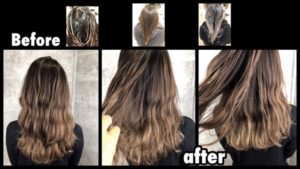 大阪で白髪を染めながらハイライトで再現する外国人風カラーを怪しい水で！【ともこさん】の髪