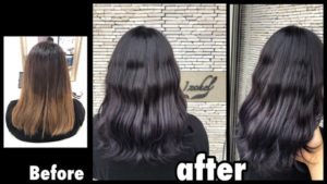 濃厚なバイオレットカラーで再現するお洒落なアンニュイカラー【きょうこさん】の髪