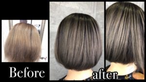 ノアカラーでハイトーンのミルクグレージュがボブに似合う外国人風カラー【みきさん】の髪