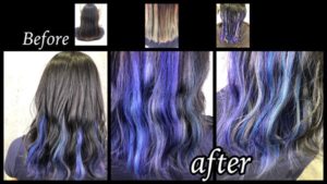 マニパニを使った彩りブルーのユニコーンオーロラインナーカラーが可愛い！【あこさん】の髪