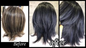 ハイライト土台からカラー剤とマニパニを使ったダブルカラーで濃厚ネイビーブルー【れいまさん】の髪