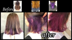 ピンクラベンダーのインナーカラーと切りっぱなしボブのお洒落スタイルが可愛い！【あやさん】の髪