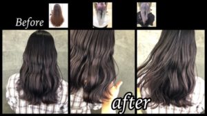 アールブリーチを使った濃厚なグレーバイオレットに染める外国人風カラー【かりんさん】の髪