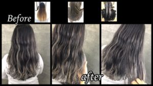 大阪で白髪を染めながらハイライトをシルバーにした外国人風カラーがお洒落！【あきさん】の髪