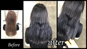 大阪で赤味完全抹殺の濃厚な青みベースのアッシュグレーが大人気！【くるみさん】の髪