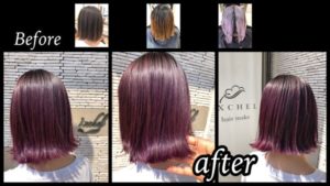 大阪でアールブリーチを使ったバイオレットアッシュのグラデーションカラー【ゆうかさん】の髪