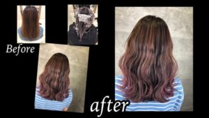 大阪でピンクアッシュにピンクのハイライトを入れたお洒落な外国人風カラーが人気【さやかさん】の髪