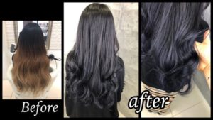 アールブリーチベースからの濃厚なネイビーカラーがお洒落な外国人風カラー【りえこさん】の髪