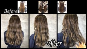 大阪で外国人風カラーにしたい方はハイライトとミルクティーグレージュ【はるかさん】の髪