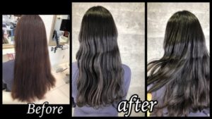 大阪で透明感抜群のブルーアッシュグレーのナチュラルグラデーションカラー【まほさん】の髪