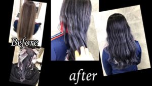 アールシステムで再現する白いハイライトと濃厚グレーのお洒落カラー【きみよさん】の髪