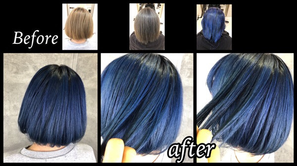 大阪で髪の毛をブルーに染めたい方へ このプロセスでできます ひおりさん の髪