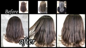 白髪を染めながらブリーチなしで作る外国人風カラー【あやこさん】の髪