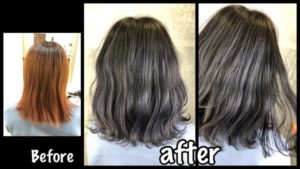 濃厚なアッシュグレーのナチュラルグラデーションで透明感抜群！【かえでさん】の髪