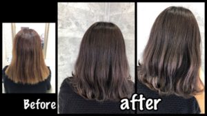 アールカラーで艶ピカに！グレーバイオレットの外国人風カラー【あさじさん】の髪