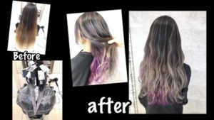 大阪でインナーカラーのピンクパープルとホワイトハイライトが可愛いすぎた！【ちかさん】の髪