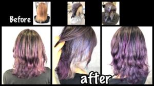 ブリーチベースからグレーラベンダーの土台にピンクパープル【まりこさん】の髪