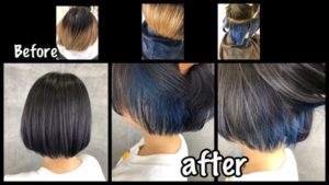 インナーカラーのターコイズブルーと濃厚カラーのコラボレーション【さおりさん】の髪