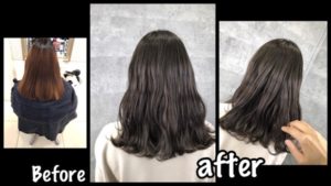 赤味抹殺！カーキアッシュグレーで透明感を引き出そう！！【かなさん】の髪